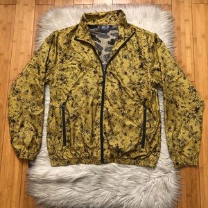 Jack Wolfskin Lightweight Abstract  Yellow Mustard Mens Windbreaker Jacket M